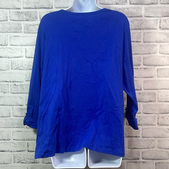 Charter Club Luxury Prima Cotton Cuffed 3/4Sleeve Blouse 3X - Picture 2 of 9